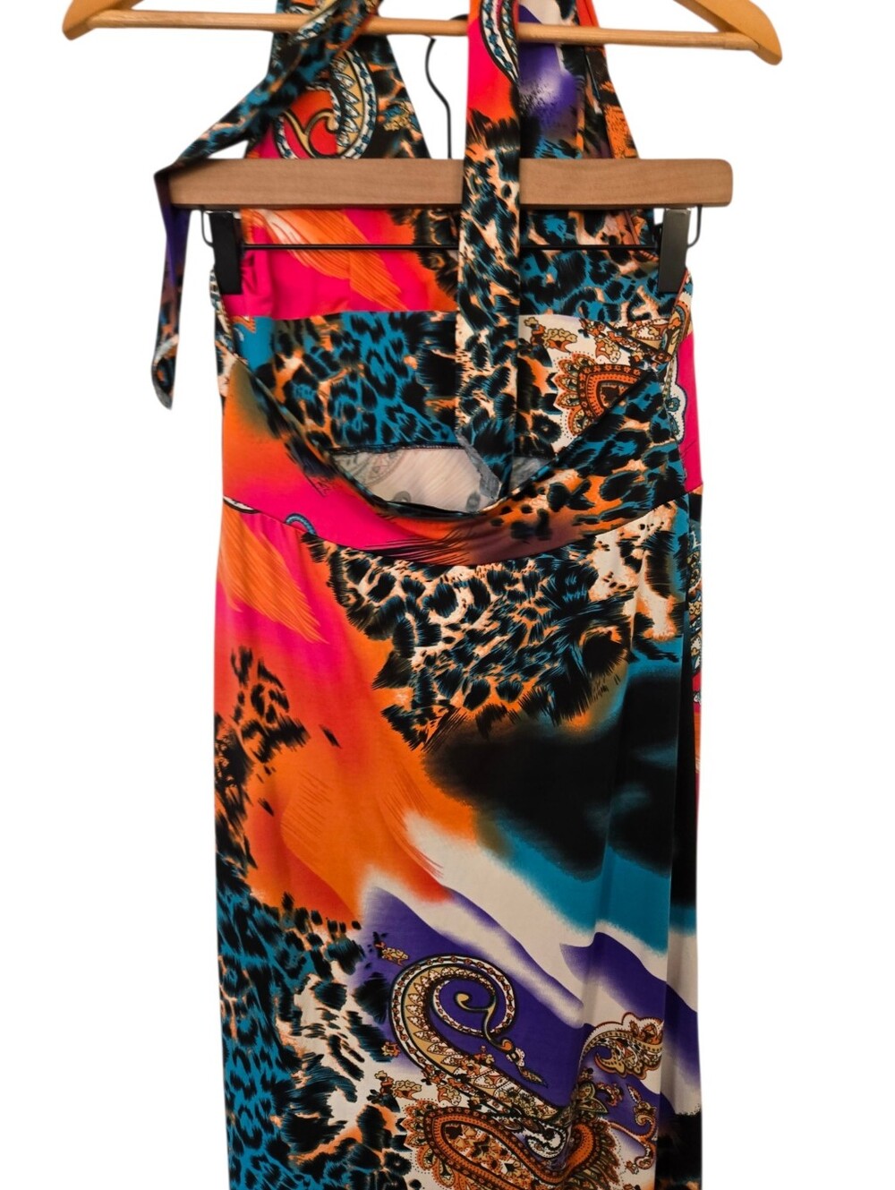 ✨ IB Diffusion Halter Maxi Dress | Animal Print Paisley | Tropical Statement Dre - Picture 5 of 9